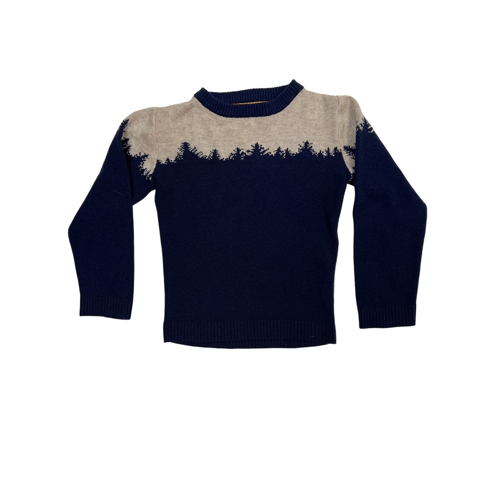 Deux Par Deux Kids Size 8 Navy Blue Tree Line‎ Sweater